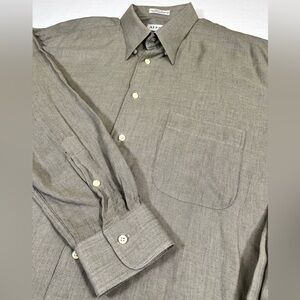 ALFANI Men’s Button Down‎ Collared Cotton Gray Dress Shirt Size 17 / 32-33